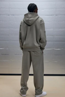 Oversized Boxy Zip Through Pocket Detail Hooded Tracksuit | BoohooMAN UK