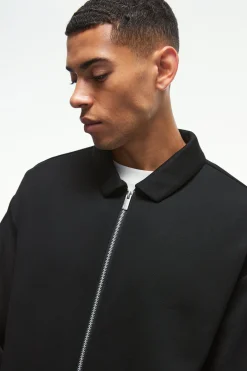 Oversized Boxy Zip Through Scuba Shirt | BoohooMAN UK