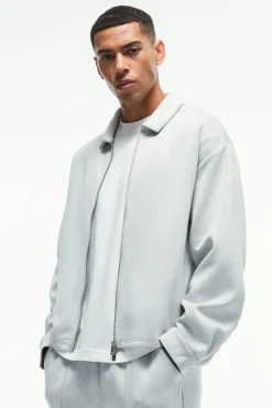 Oversized Boxy Zip Through Scuba Shirt | BoohooMAN UK