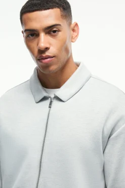Oversized Boxy Zip Through Scuba Shirt | BoohooMAN UK