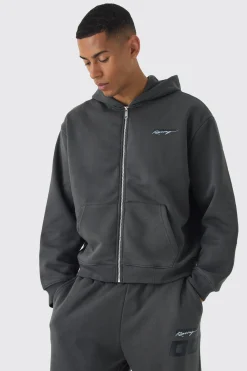 Oversized Boxy Zip Through Moto And Jogger Print Tracksuit | BoohooMAN UK