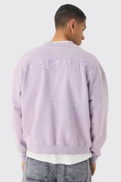 Oversized Boxy Zip Through Distressed Applique Bomber | BoohooMAN UK