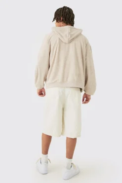 Oversized Boxy Zip Towelling Edition Hoodie | BoohooMAN UK