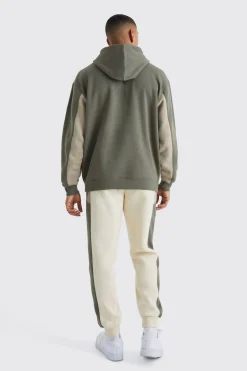 Oversized Branded Colour Block Hoodie | BoohooMAN UK