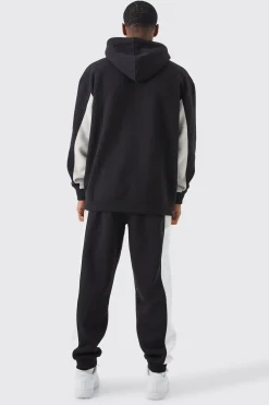 Oversized Branded Colour Block Hoodie | BoohooMAN UK