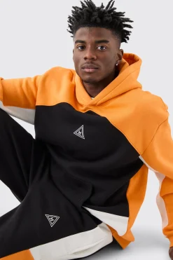 Oversized Branded Colour Block Relaxed Fit Hooded Tracksuit | BoohooMAN UK
