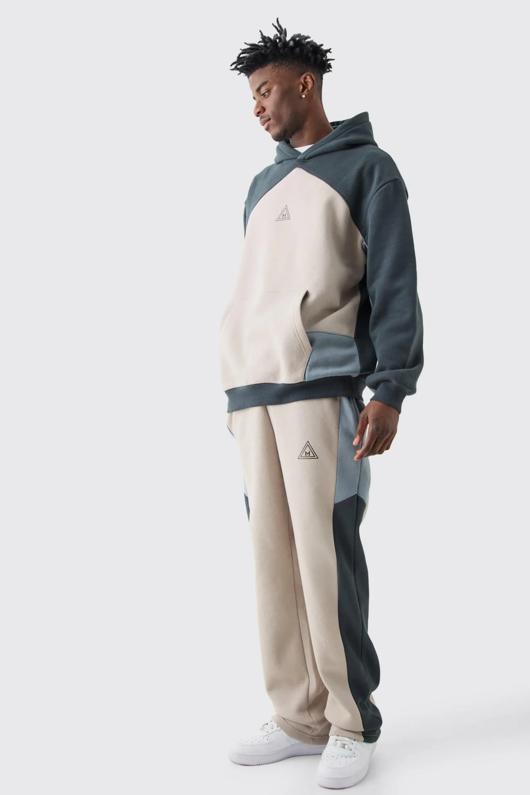 Oversized Branded Colour Block Relaxed Fit Hooded Tracksuit | BoohooMAN UK
