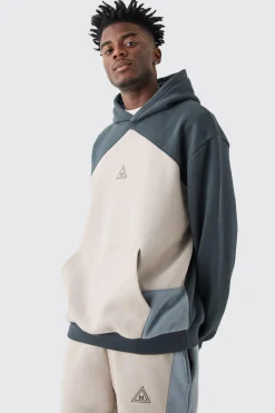 Oversized Branded Colour Block Relaxed Fit Hooded Tracksuit | BoohooMAN UK