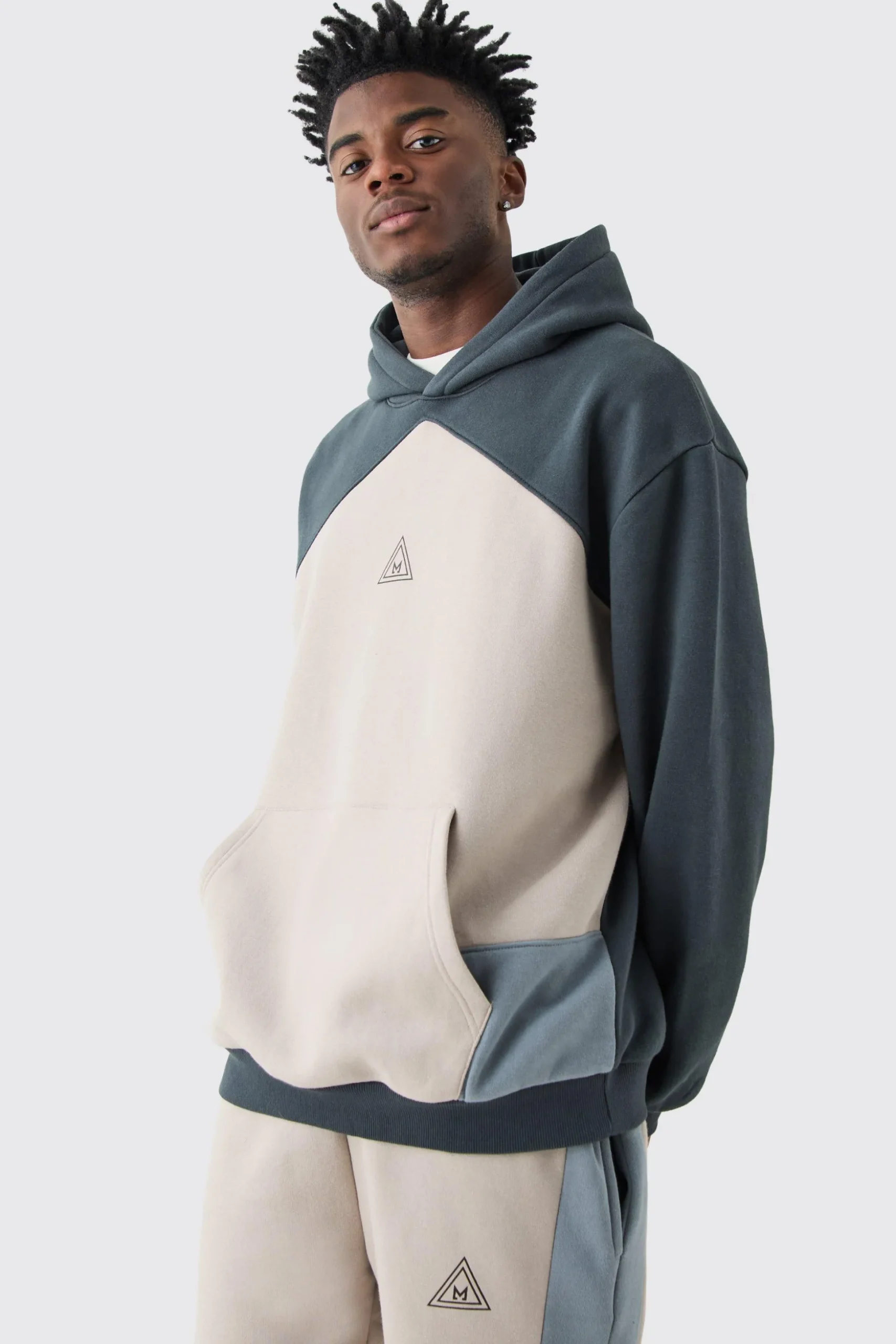 Oversized Branded Colour Block Relaxed Fit Hooded Tracksuit | BoohooMAN UK