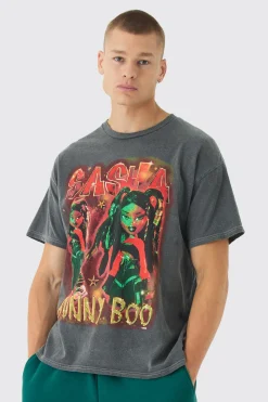 Oversized Bratz Dolls Sasha Wash License T-Shirt | BoohooMAN UK