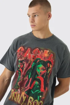 Oversized Bratz Dolls Sasha Wash License T-Shirt | BoohooMAN UK