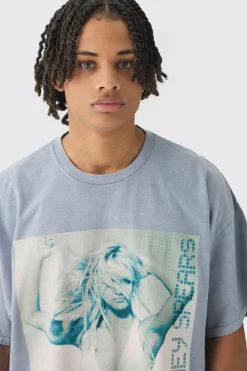 Oversized Britney Spears Boxy Wash License T-Shirt | BoohooMAN UK
