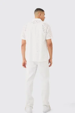 Oversized Broderie Shirt | BoohooMAN UK