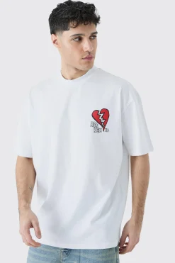 Oversized Broken Hearts T-shirt | BoohooMAN UK