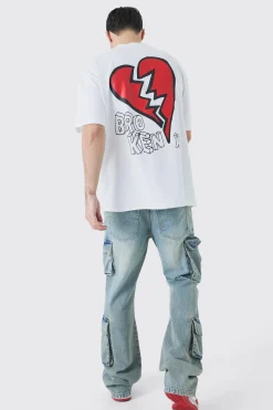 Oversized Broken Hearts T-shirt | BoohooMAN UK
