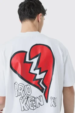 Oversized Broken Hearts T-shirt | BoohooMAN UK