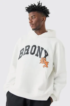 Oversized Bronx Varsity Hoodie | BoohooMAN UK