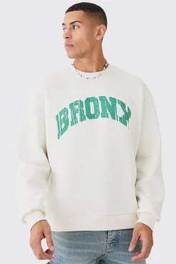 Oversized Bronx Varsity Sweatshirt | BoohooMAN UK