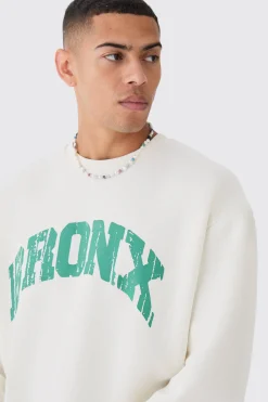 Oversized Bronx Varsity Sweatshirt | BoohooMAN UK