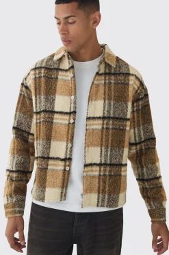 Oversized Brushed Check Overshirt | BoohooMAN UK