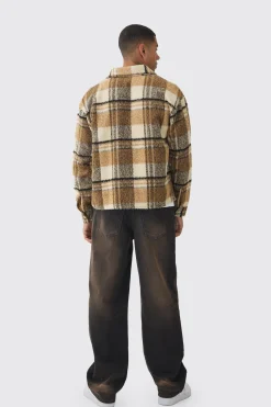 Oversized Brushed Check Overshirt | BoohooMAN UK