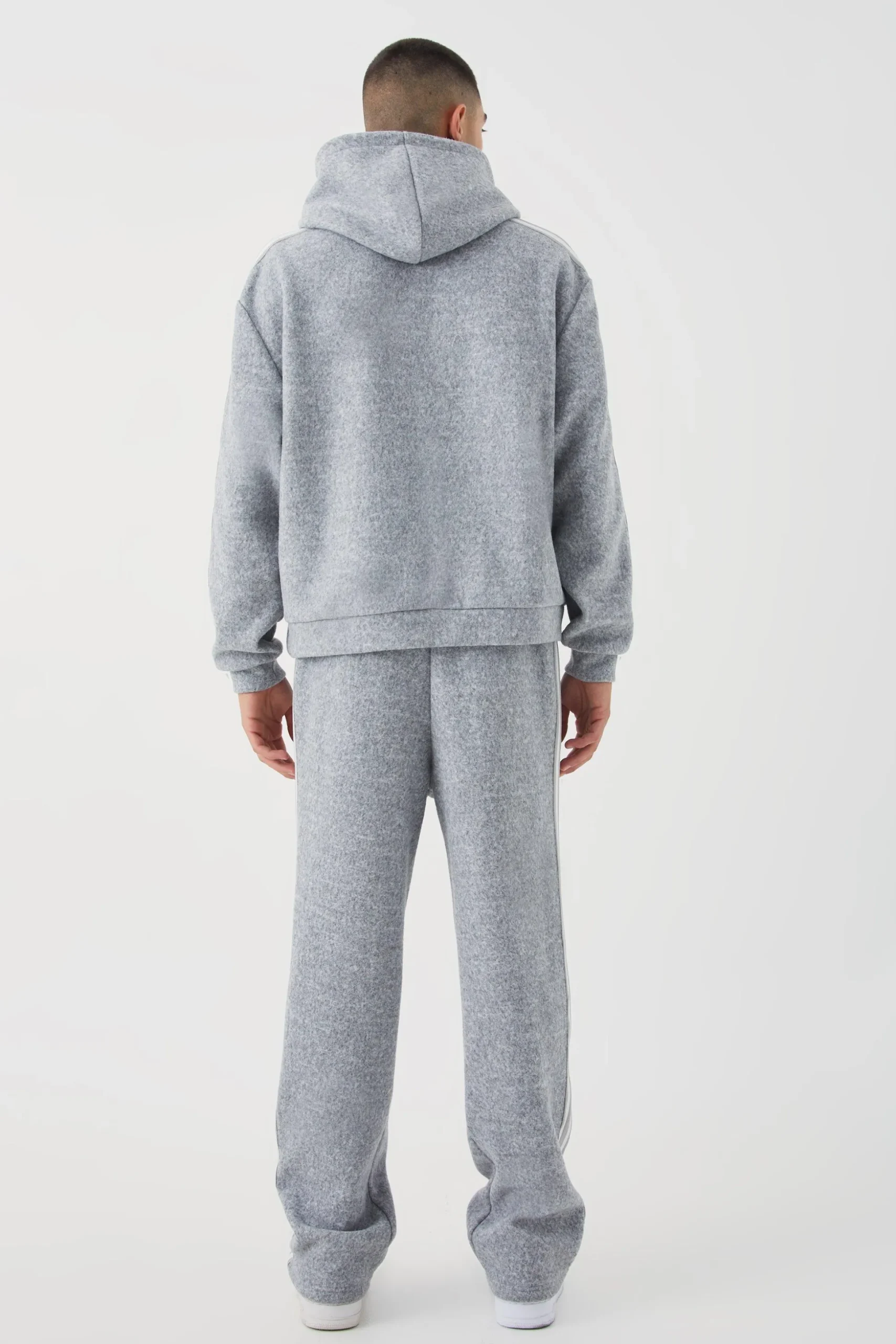 Oversized Brushed Heavyweight Taped Hoodie | BoohooMAN UK