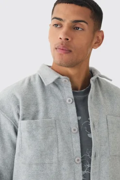 Oversized Brushed Overshirt | BoohooMAN UK