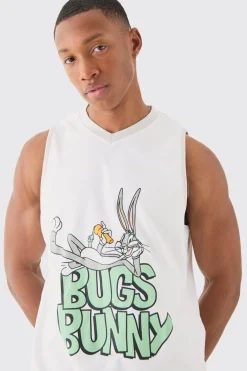 Oversized Bugs Bunny Looney Tunes License Mesh Vest And Short Set | BoohooMAN UK