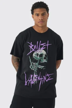 Oversized Bullet For My Valentine License Print T-Shirt | BoohooMAN UK