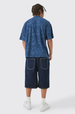 Oversized Burnout Towelling Jacquard T-shirt | BoohooMAN UK