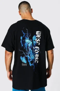 Oversized Butterfly Back Graphic T-shirt | BoohooMAN UK