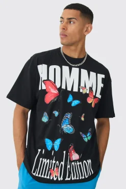 Oversized Butterfly Limited Edition Print T-shirt | BoohooMAN UK