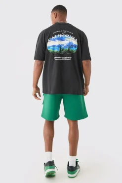 Oversized California Landscape Back Print T-shirt | BoohooMAN UK