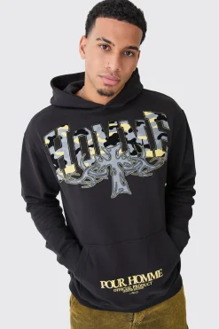 Oversized Camo Flock Print Hoodie | BoohooMAN UK