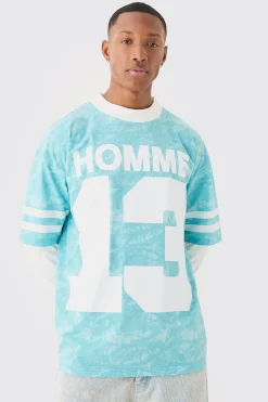 Oversized Camo Homme Print Layered T-shirt | BoohooMAN UK