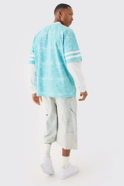 Oversized Camo Homme Print Layered T-shirt | BoohooMAN UK