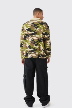 Oversized Camo Rugby Polo | BoohooMAN UK