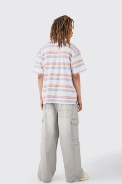 Oversized Carded Heavy Striped OFCL T-shirt | BoohooMAN UK