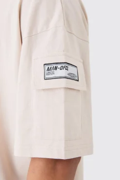 Oversized Cargo T-shirt And Short Set | BoohooMAN UK