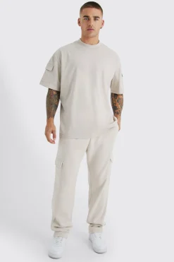 Oversized Cargo T-shirt Tracksuit | BoohooMAN UK