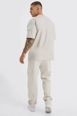 Oversized Cargo T-shirt Tracksuit | BoohooMAN UK