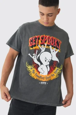 Oversized Casper Wash License Print T-Shirt | BoohooMAN UK