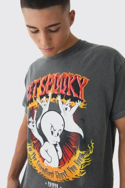 Oversized Casper Wash License Print T-Shirt | BoohooMAN UK