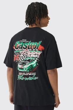 Oversized Castrol GTX License Print T-Shirt | BoohooMAN UK