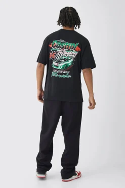 Oversized Castrol GTX License Print T-Shirt | BoohooMAN UK