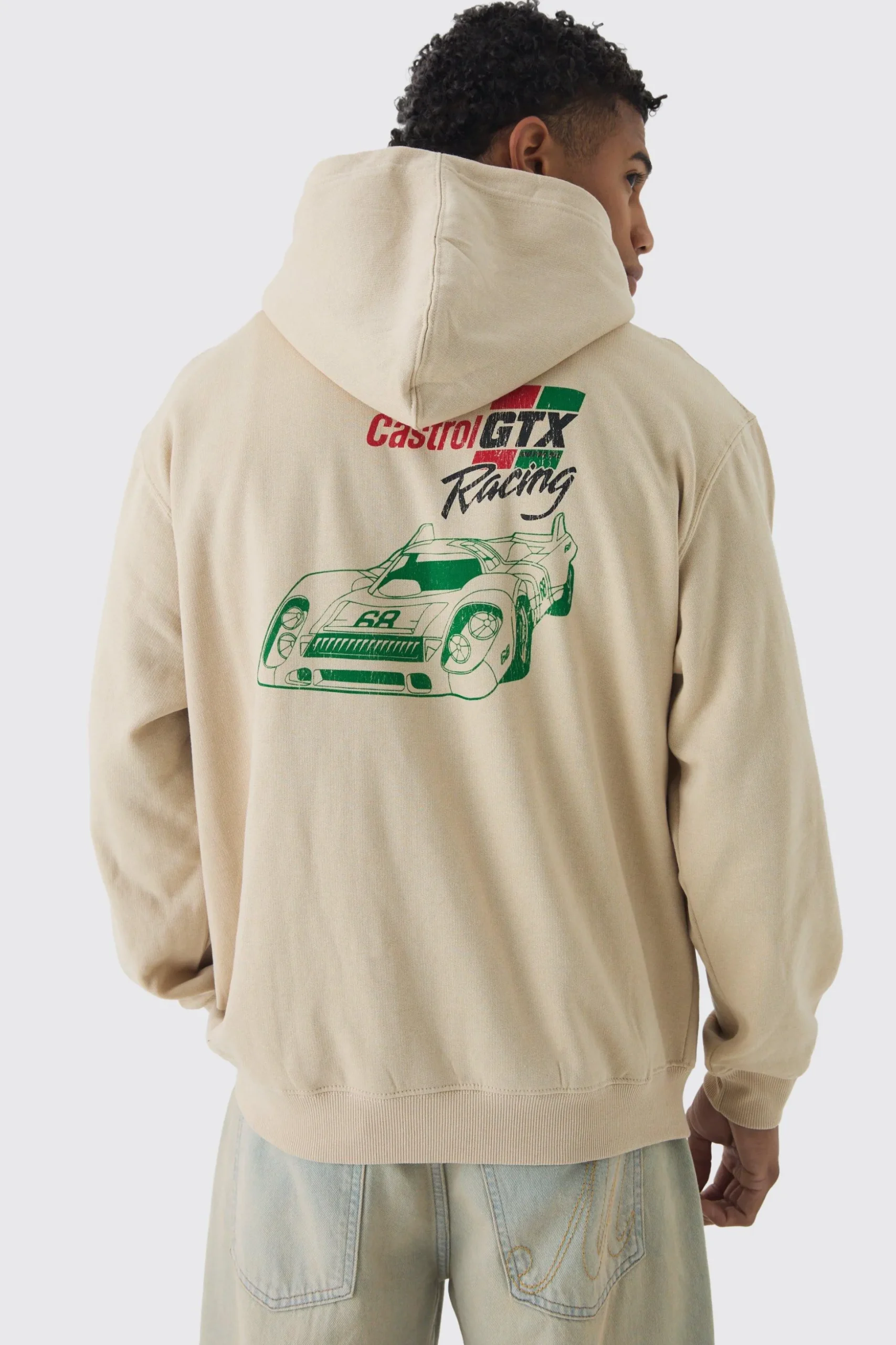 Oversized Castrol GTX Racing License Print Hoodie | BoohooMAN UK