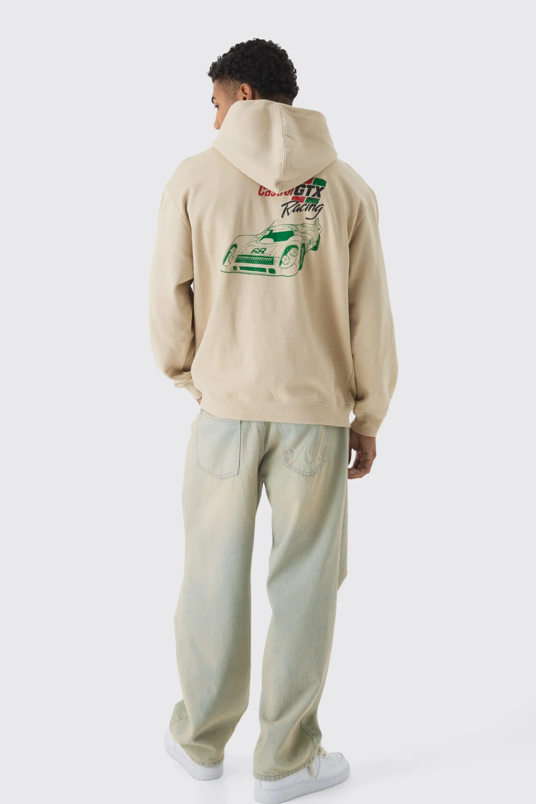 Oversized Castrol GTX Racing License Print Hoodie | BoohooMAN UK