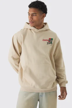 Oversized Castrol GTX Racing License Print Hoodie | BoohooMAN UK