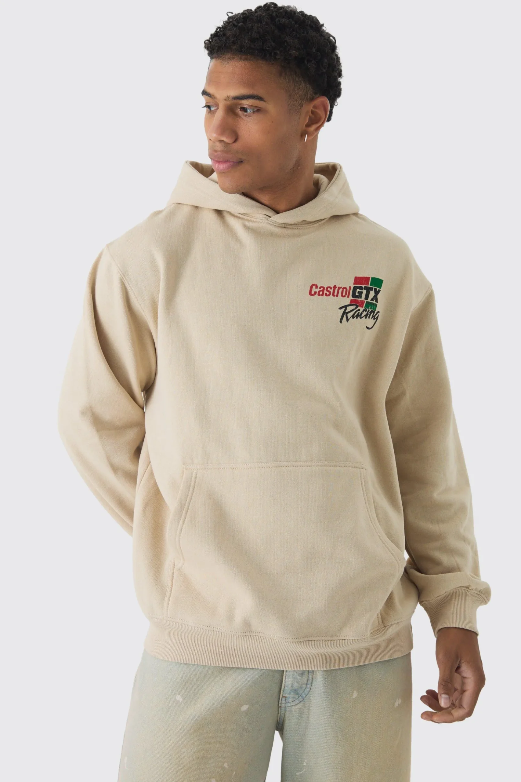 Oversized Castrol GTX Racing License Print Hoodie | BoohooMAN UK