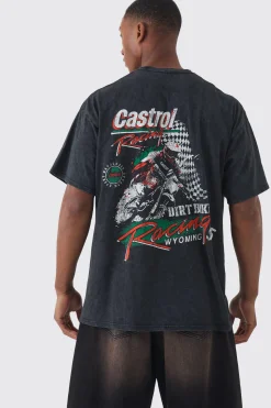 Oversized Castrol Racing Wash License T-shirt | BoohooMAN UK